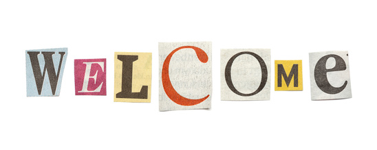 Welcome, Cutout Newspaper Letters